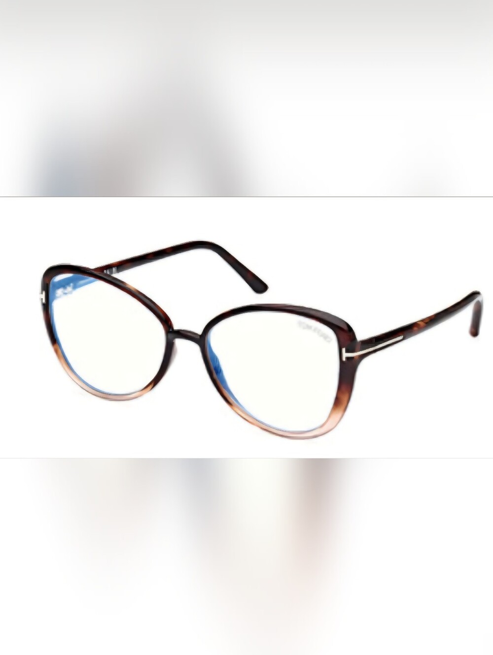 Tom Ford Brown Gradient Oversized Women's Optical Glasses with Gold Temples